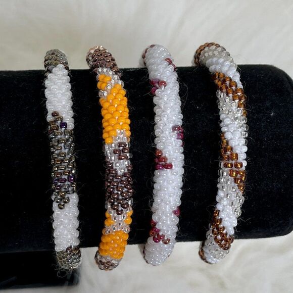HAND CRAFTED in Nepal Beaded Bracelets (set of 4) #132 - Picture 1 of 3